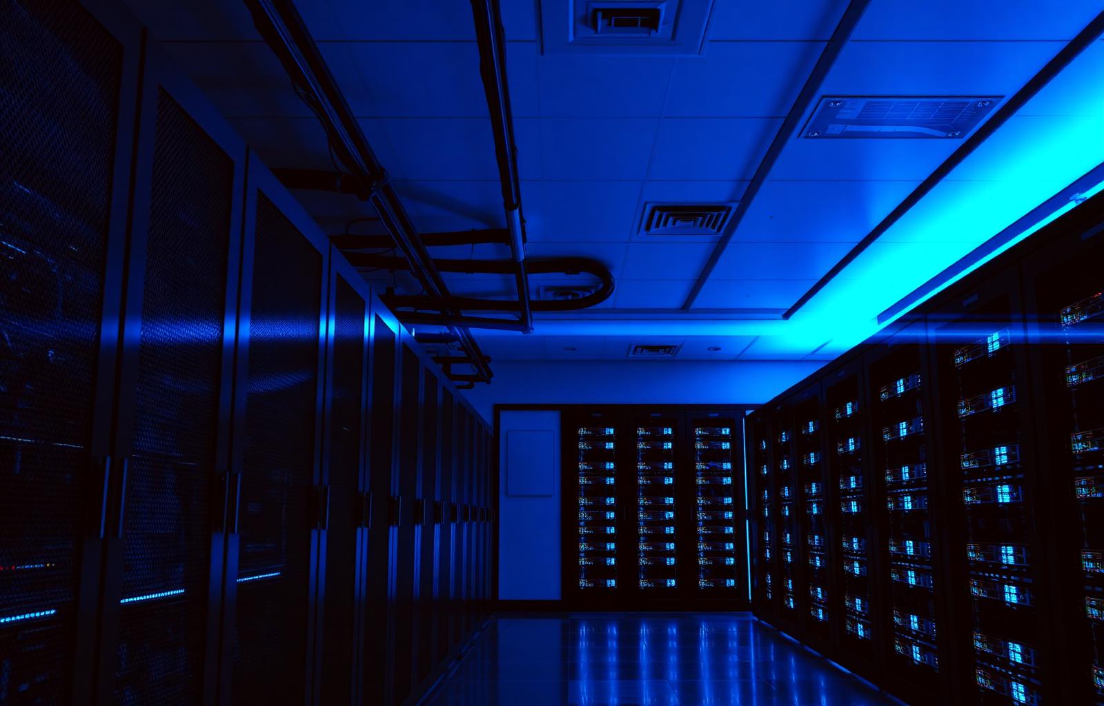 Data center infrastructure with rows of servers
