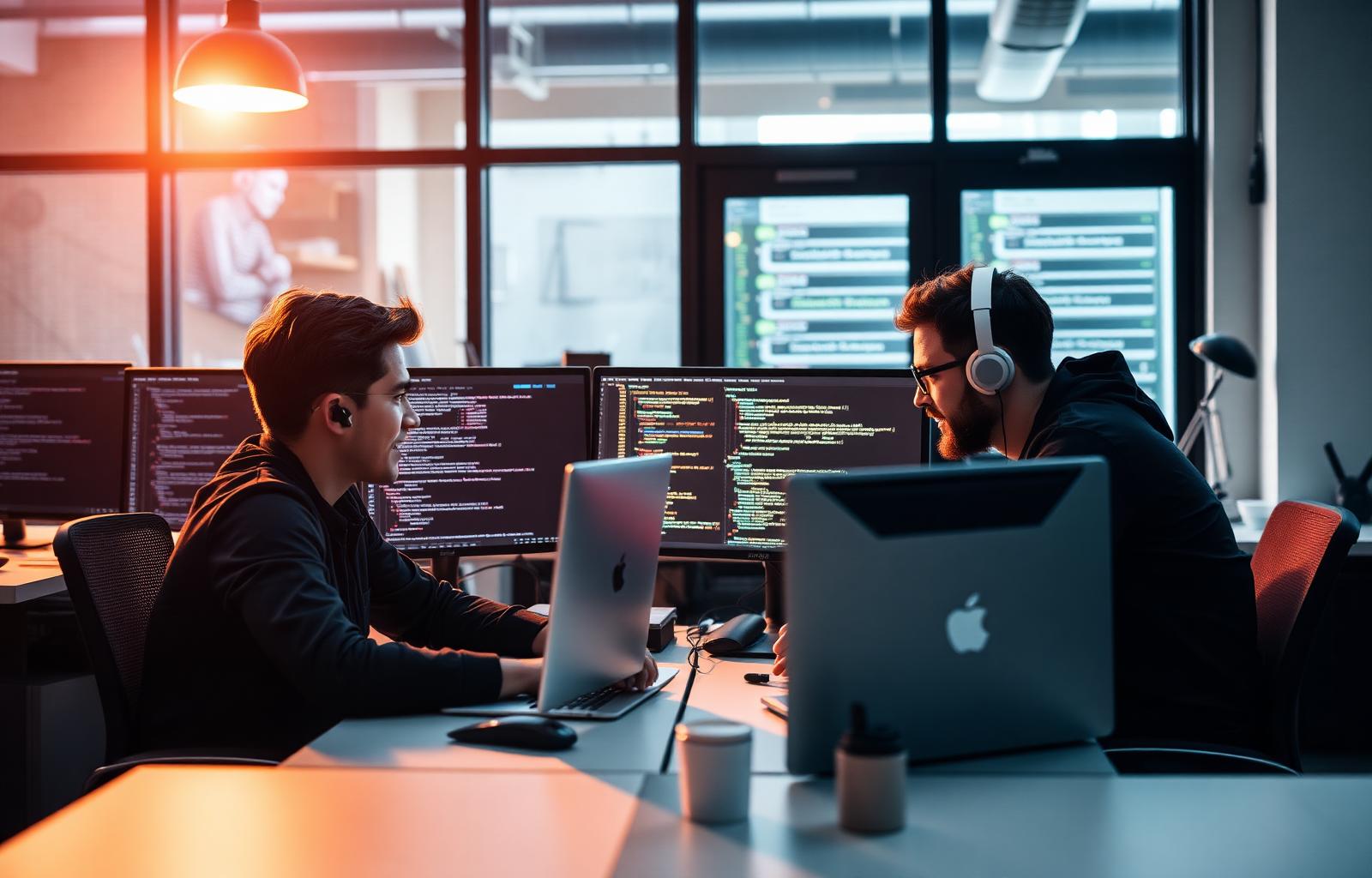 Engineering team at work in a modern development environment